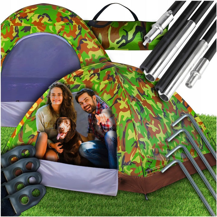 Maxsell namiot turystyczny moro 4-osobowy 200 x 200 cm z moskitierą